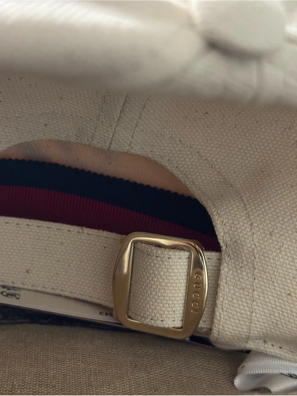 Gucci Cream Baseball Cap with Black Script Logo